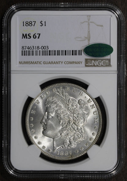 1887 (MS67 CAC) Morgan Silver Dollar $1 NGC - Superb Gem!