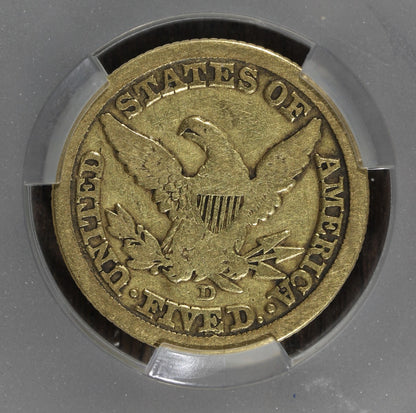 1854-D (VG10 CAC) Liberty Head Half Eagle $5 CACG - Dahlonega Gold - DL Hansen