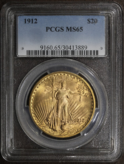 1912 (MS65) Saint Gauden's Gold Double Eagle $20 PCGS - Rare St Gaudens