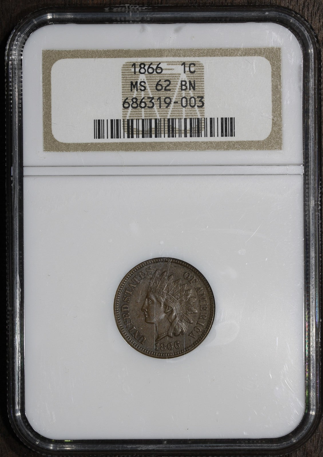 1866 (MS62 BN) Indian Head Cent 1C IHC NGC - Better Date