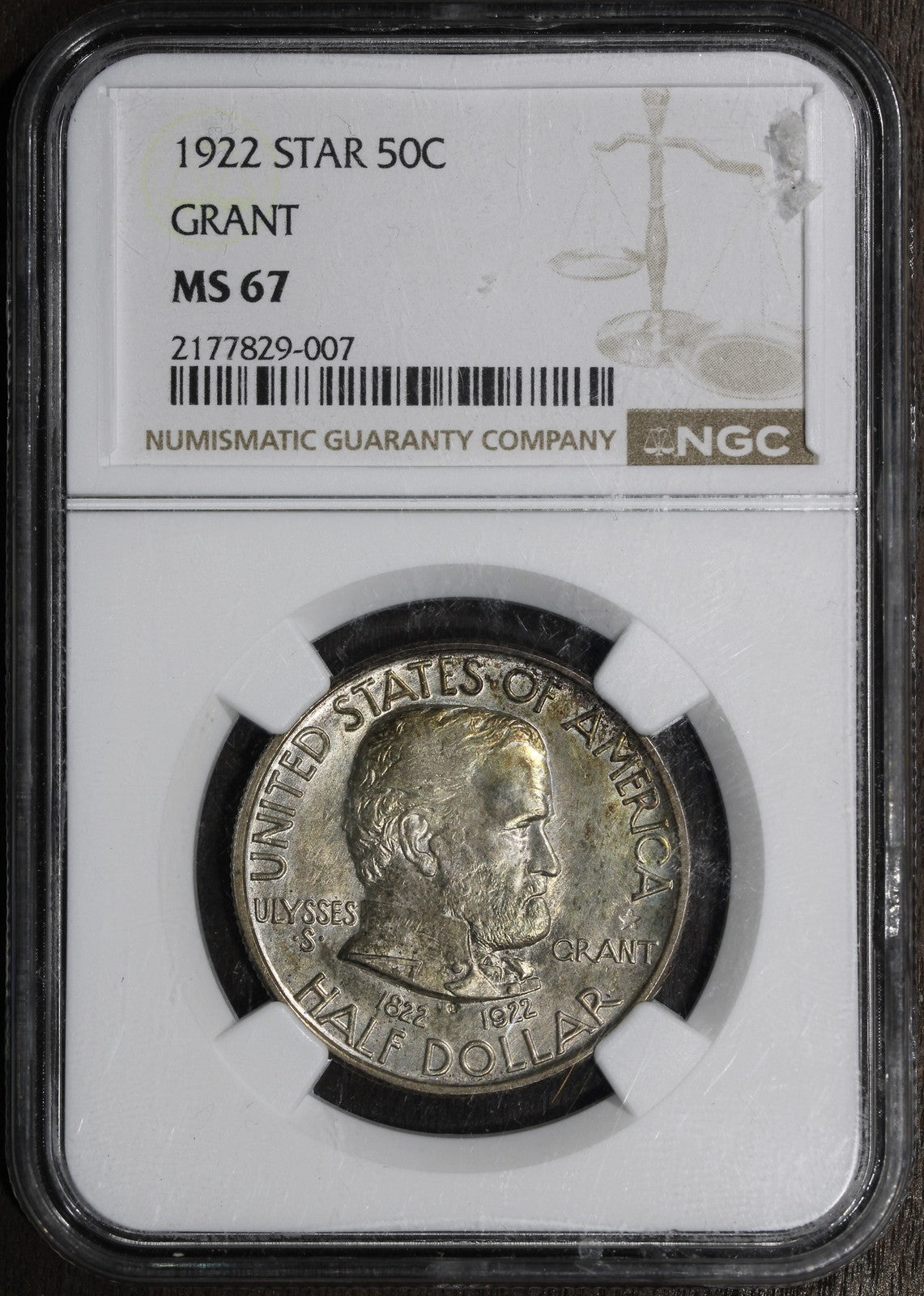 1922 (MS67) Grant Commemorative Silver Half Dollar 50C NGC - WITH STAR