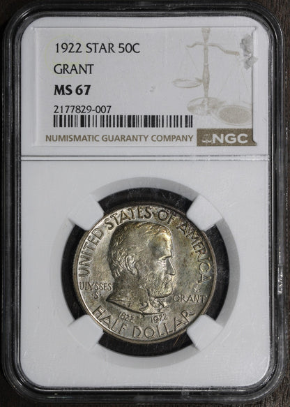 1922 (MS67) Grant Commemorative Silver Half Dollar 50C NGC - WITH STAR