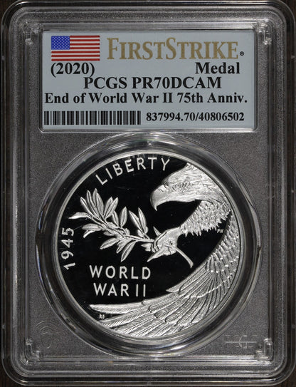 2020 (PR70) End of World War 2 Commemorative Silver Medal PCGS - Stunning Coin