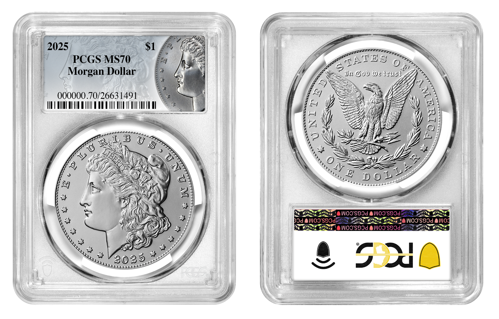 2025-P (MS70) Morgan & Peace Silver Dollar (2 Coin Set) PCGS