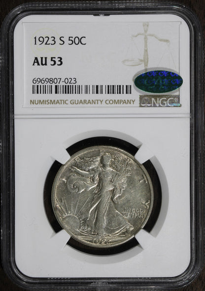 1923-S (AU53 CAC) Walking Liberty Half Dollar 50C NGC - Original Better Date