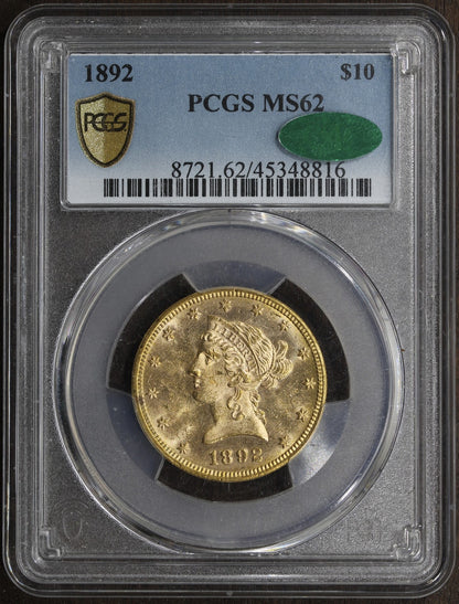 1892 (MS62 CAC) Liberty Head Gold Eagle $10 PCGS - Slight Prooflike Surfaces