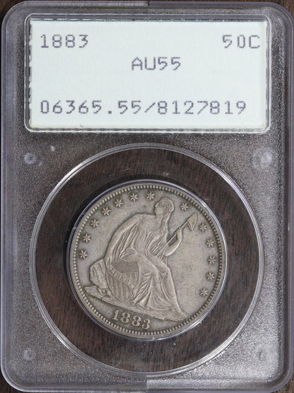 1883 (AU55) Seated Liberty Half Dollar 50C PCGS Rattler - Better Date