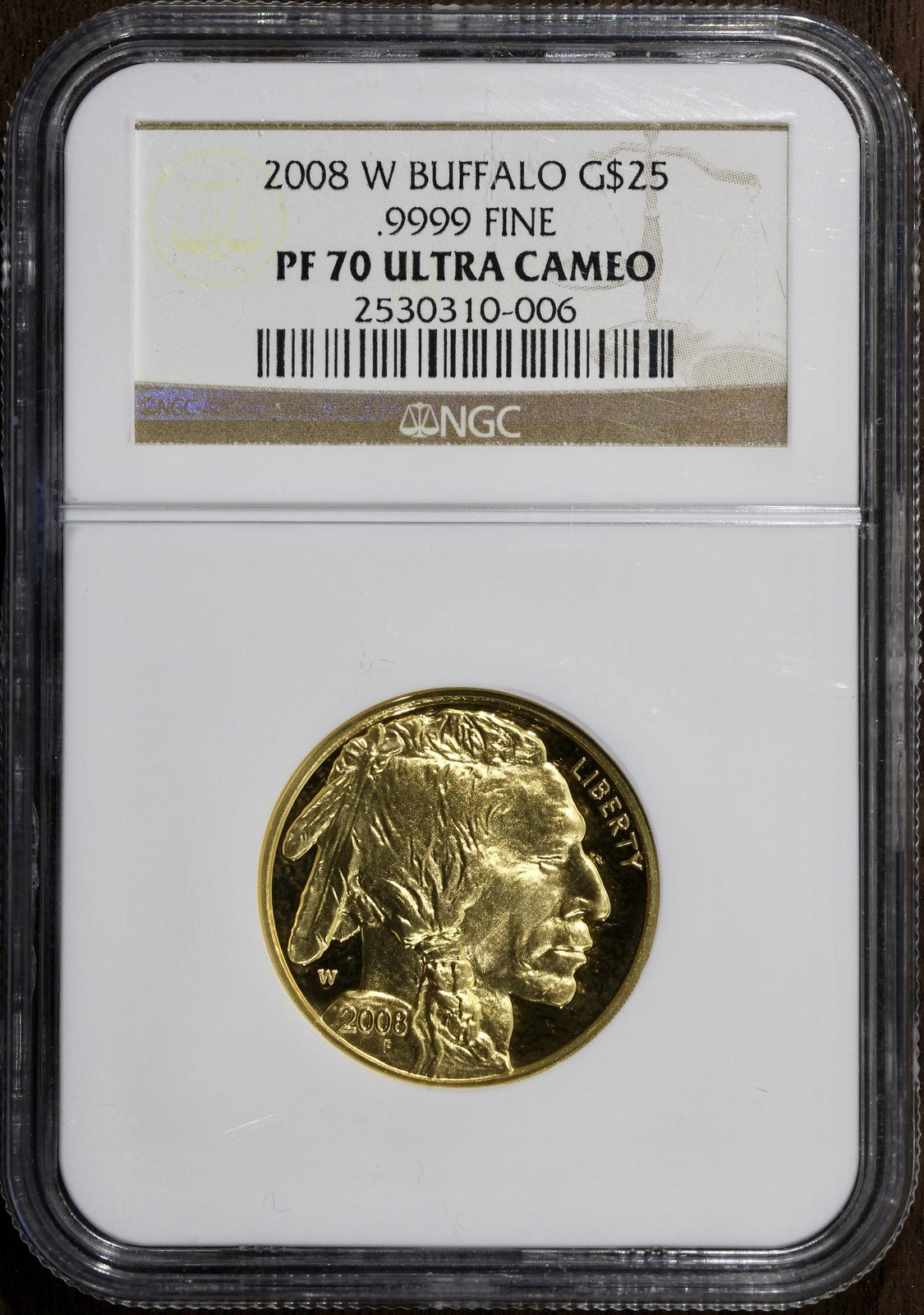 2008-W (PF70 DCAM) American Gold 1/2 oz Proof Buffalo $25 PCGS - .9999