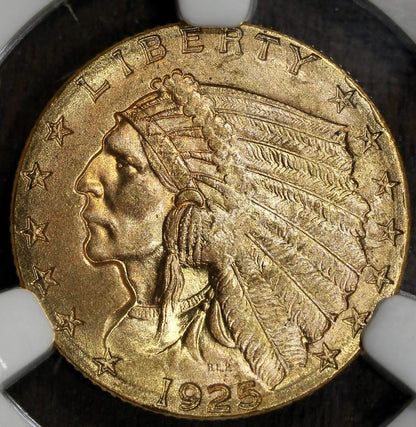 1925-D (MS65) Indian Head Gold Quarter Eagle $2.50 NGC