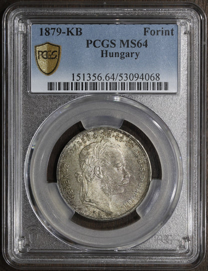1879-KB (MS64) Hungary Franz Joseph Silver Forint PCGS - Nice Luster