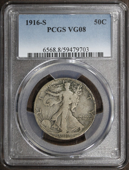 1916-S (VG08) Walking Liberty Half Dollar 50C PCGS