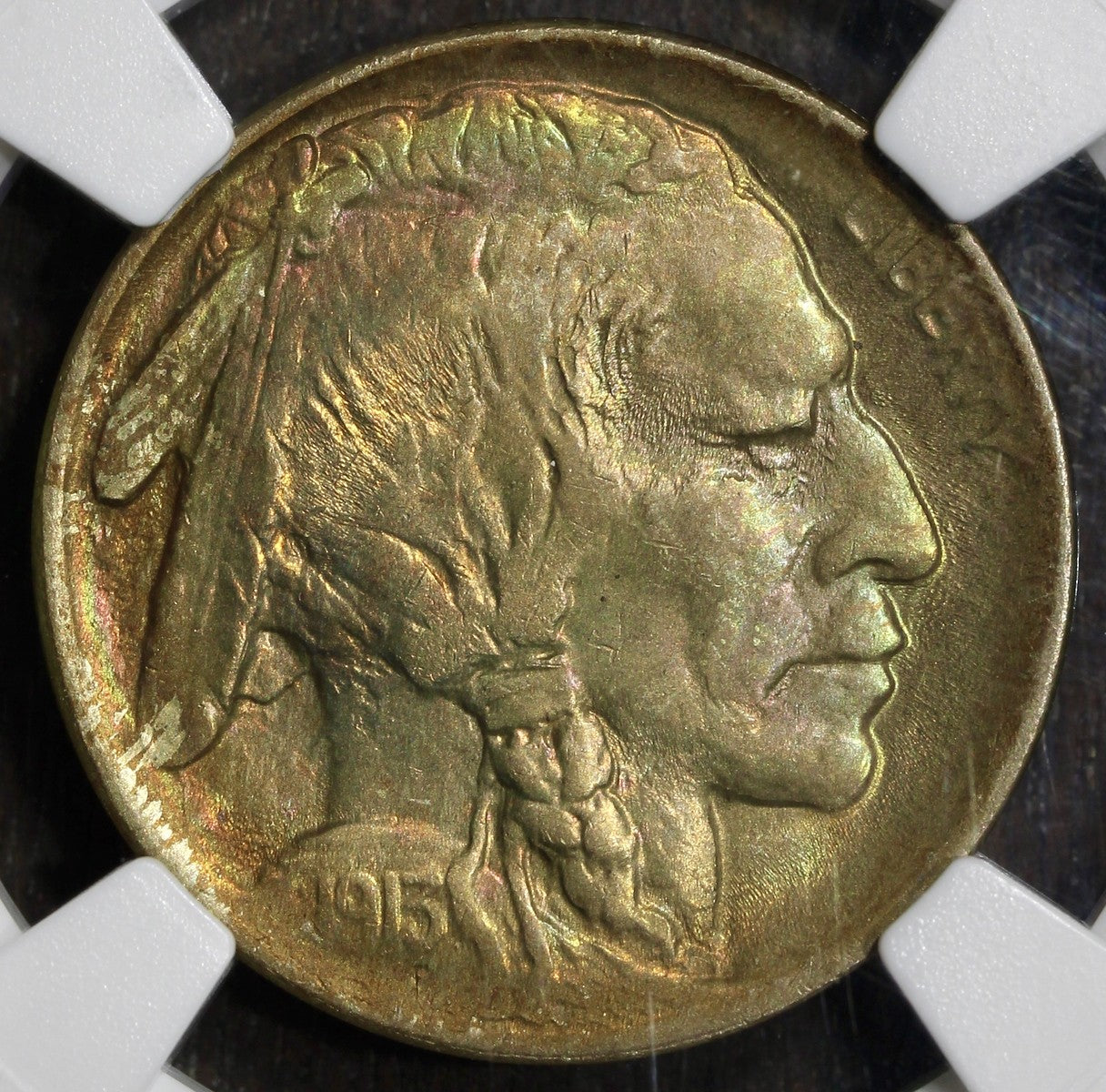 1913 (MS66 CAC) Type 1 Buffalo Nickel 5C NGC - Rainbow Toned
