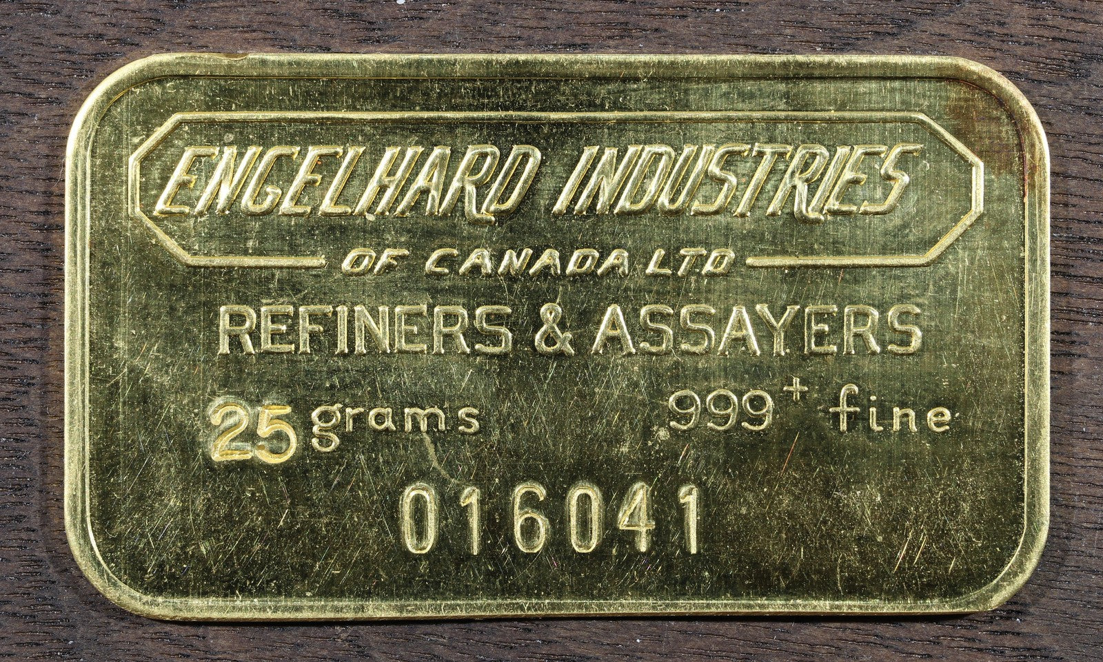 Engelhard 25 Gram Vintage Pure .999 Gold Bar - Scarce