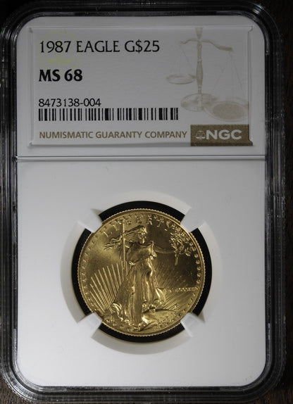 1987 (MS68) 1/2 oz American Gold Eagle $25 NGC - Key Date