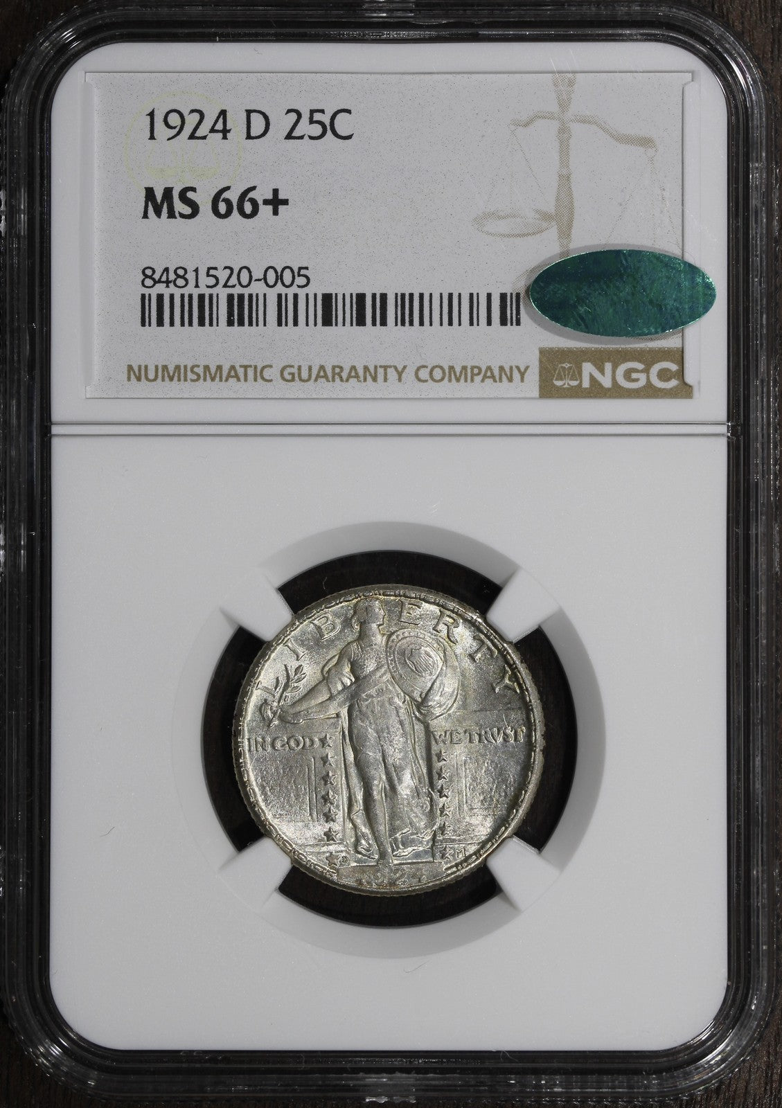 1924-D (MS66+ PLUS CAC) Standing Liberty Quarter 25C SLQ NGC