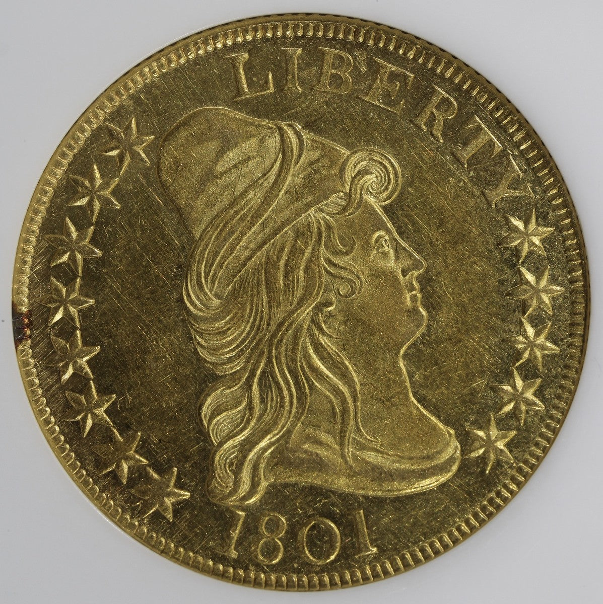 1801 (AU55 CAC) Draped Bust Gold Eagle $10 NGC Fatty Old Holder