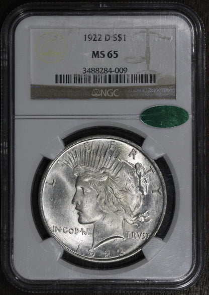 1922-D (MS65 CAC) Peace Dollar $1 NGC