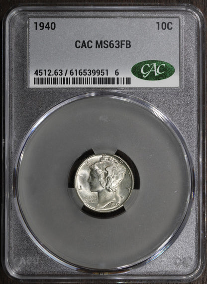 1940 (MS63FB CAC) Mercury Dime 10C CACG