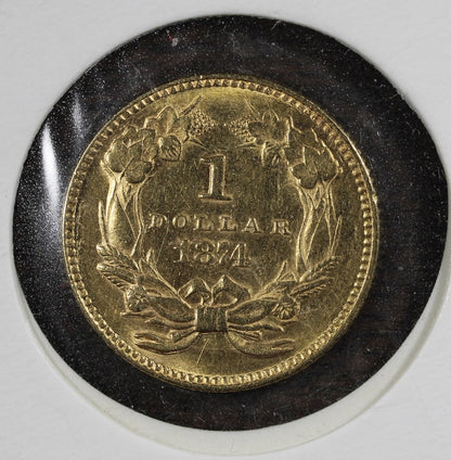 1874 Gold One Dollar Type 3 G$1 UNC