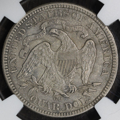 1875-CC (AU53) Seated Liberty Quarter 25C NGC - Carson City Key Date