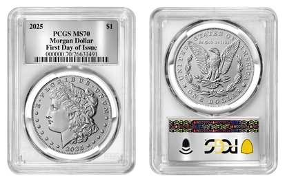 2025 (MS70) Morgan & Peace Silver Dollar First Day of Issue FDOI PCGS
