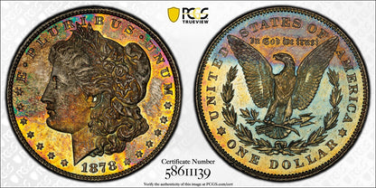 1878 7/8TF Strong (MS64 CAC) Morgan Silver Dollar $1 PCGS - Rainbow Toned