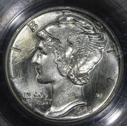 1943-D (MS66FB CAC) Mercury Dime 10C PCGS - Nice Surfaces