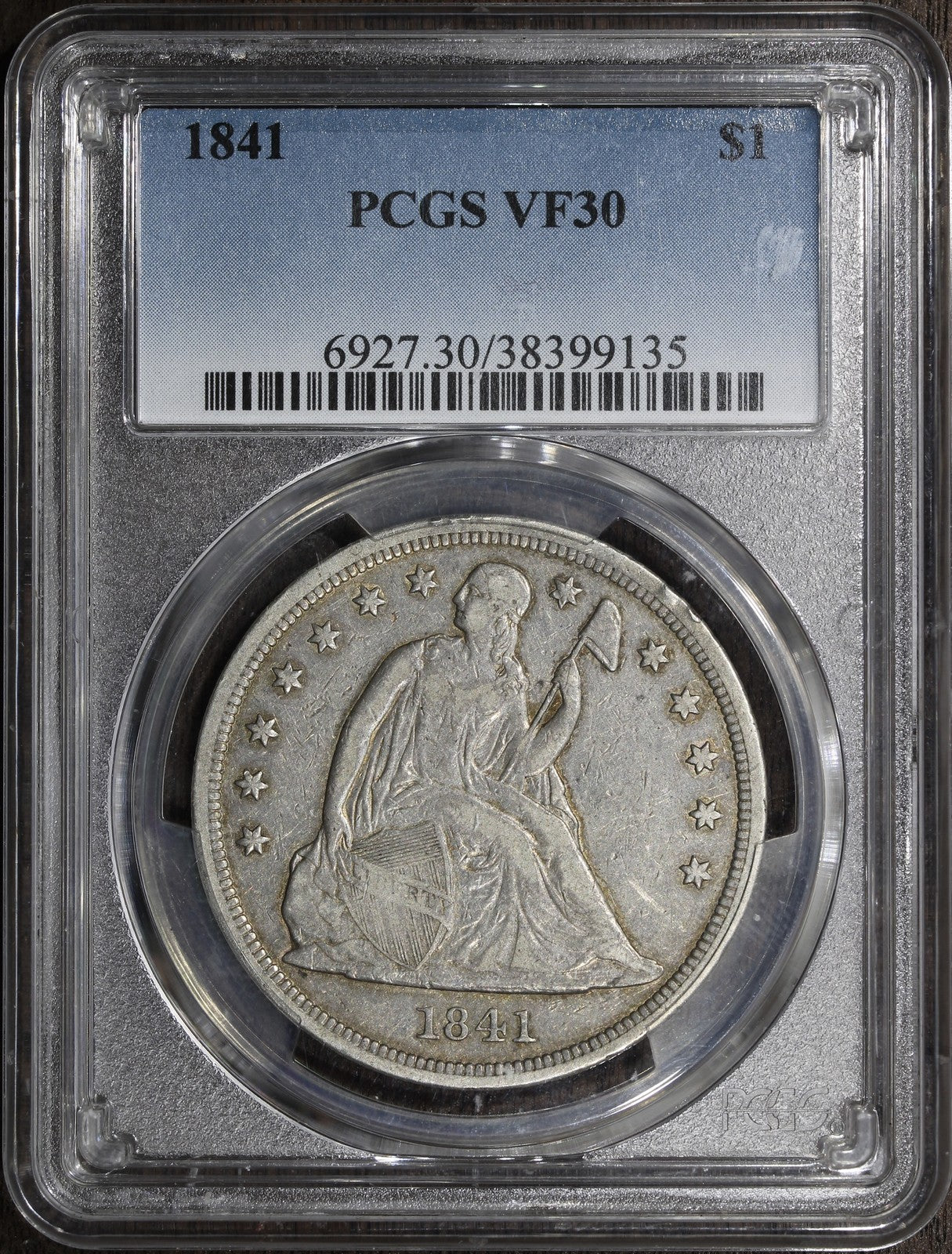 1841 (VF30) Seated Liberty Dollar $1 PCGS - Great Circulated Seated Dollar
