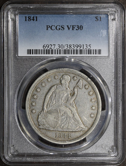 1841 (VF30) Seated Liberty Dollar $1 PCGS - Great Circulated Seated Dollar