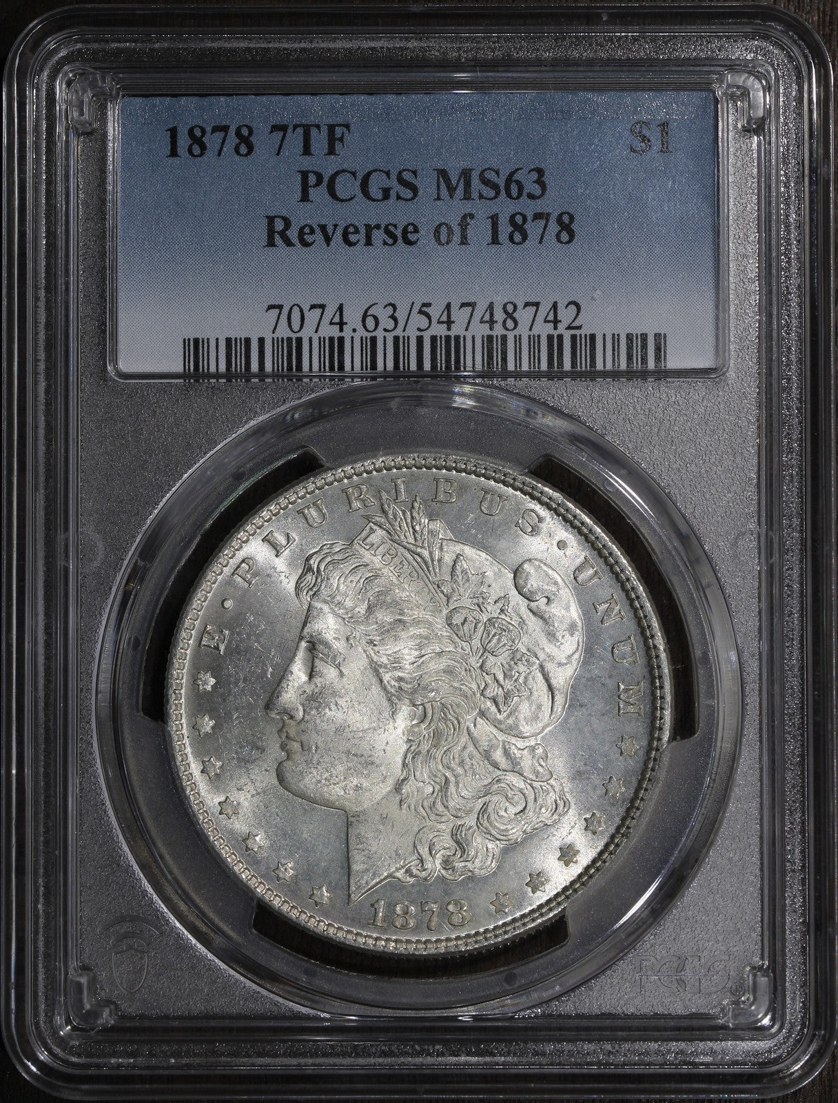 1878 7TF (MS63) Morgan Silver Dollar $1 PCGS - 7 Tailfeather