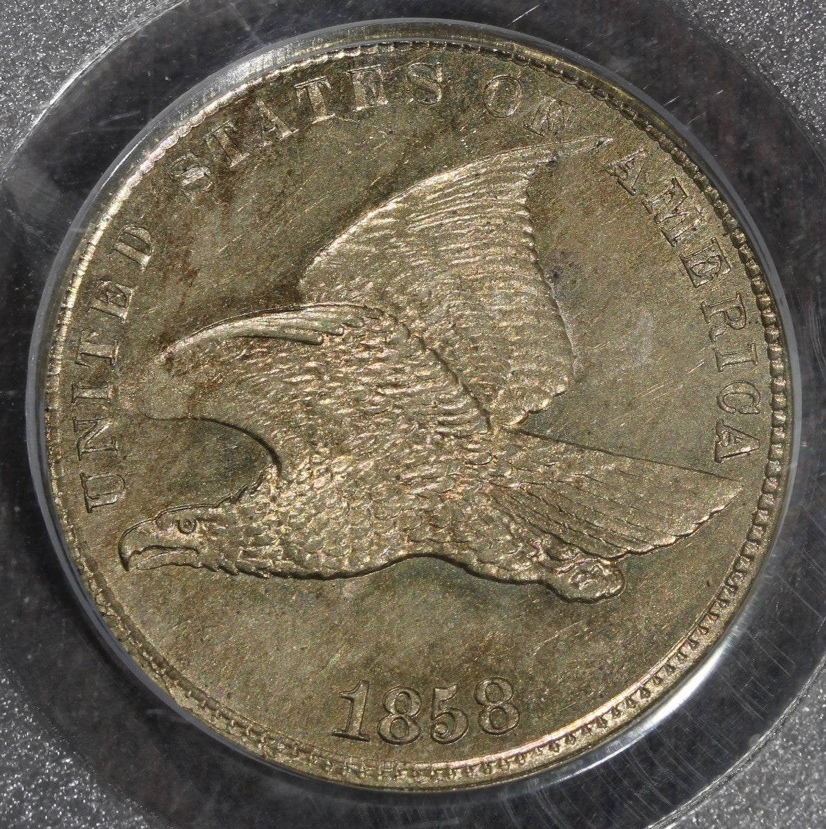 1858 (MS64 CAC) Flying Eagle Cent 1C PCGS - Nice Eye Appeal