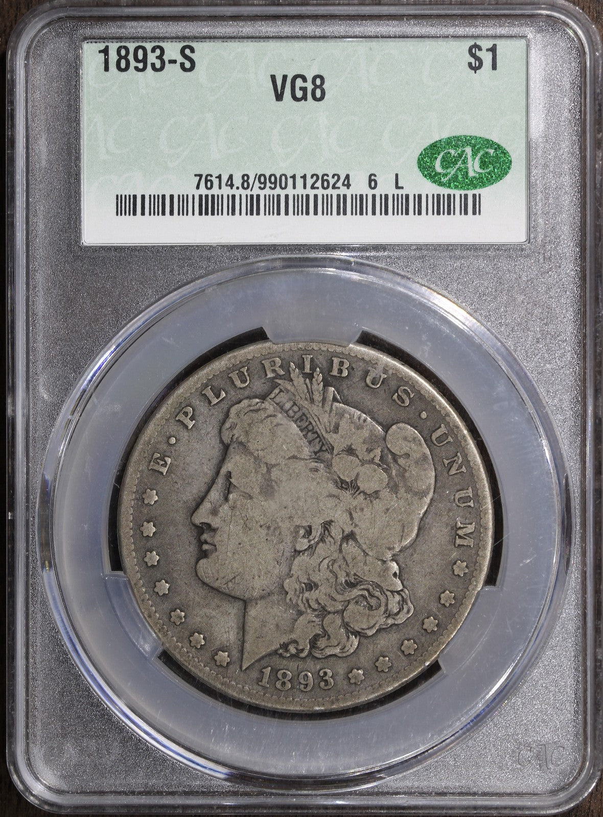 1893-S (VG8 CAC) Morgan Silver Dollar $! CACG - KEY Date!