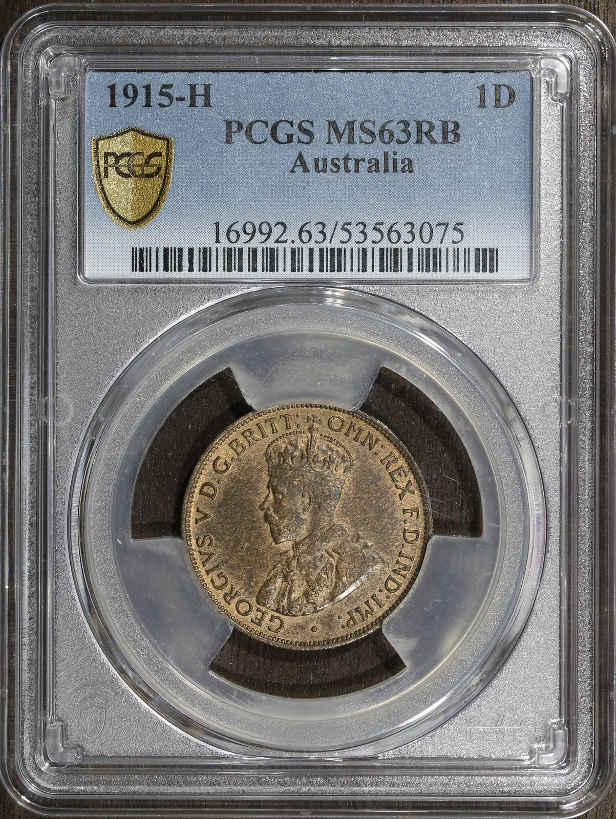 1915-H (MS63RB) Australia Half Penny 1/2D PCGS - KEY DATE, Very Rare