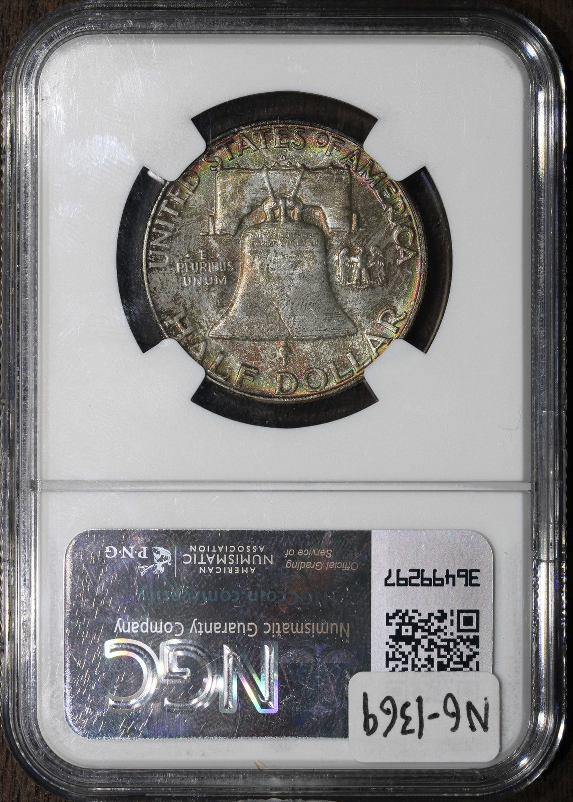 1957-D (MS67 CAC) Franklin Half Dollar 50C NGC - Rainbow Toned