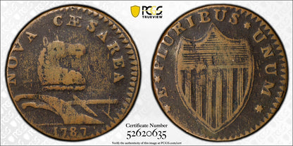 1787 (F15) New Jersey Copper Halfpenny 1/2P PCGS - Wide Ears Below Gap 32-T