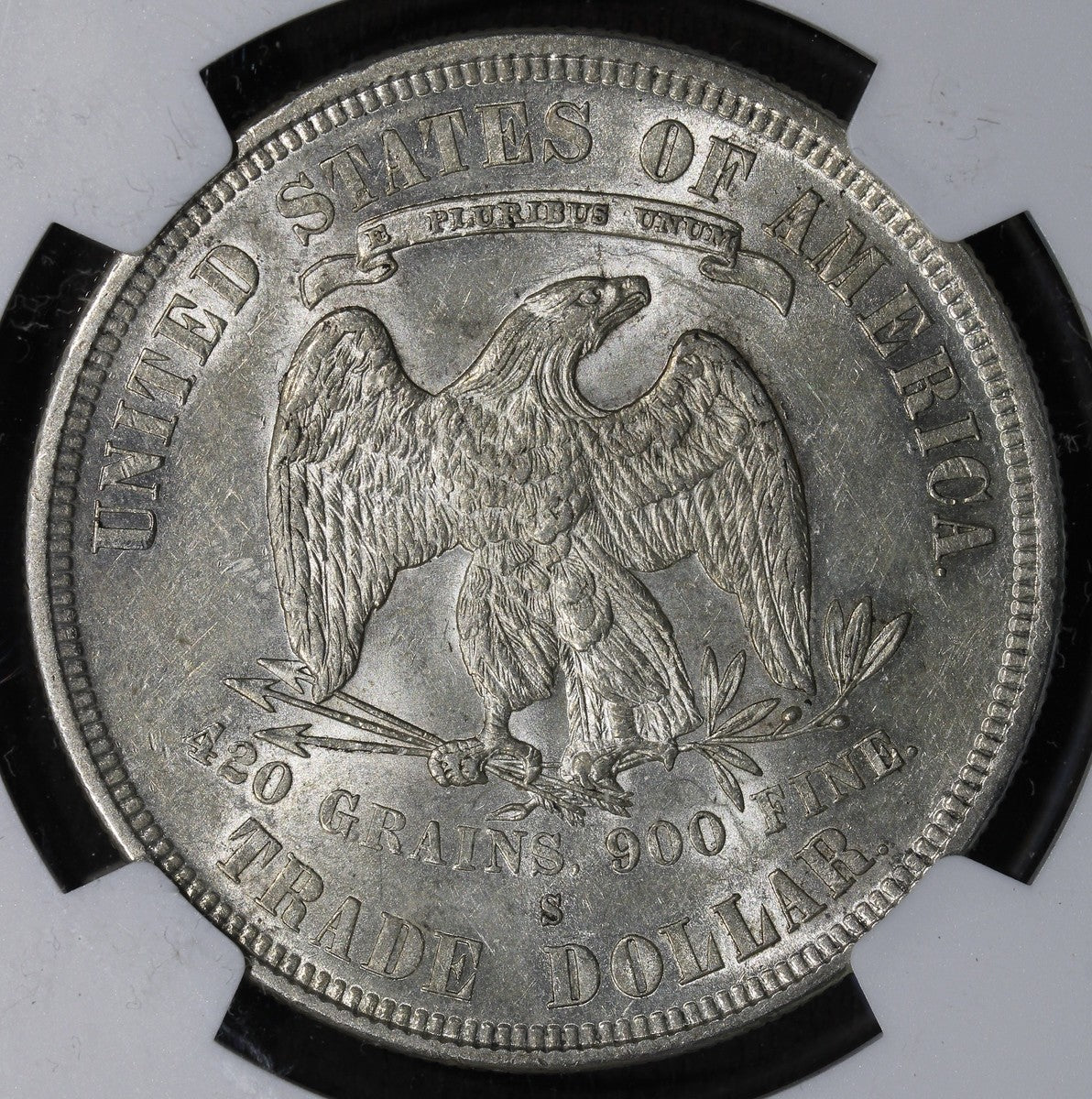 1877-S (AU58) Trade Silver Dollar $1 NGC - Lightly Circulated, Great Luster