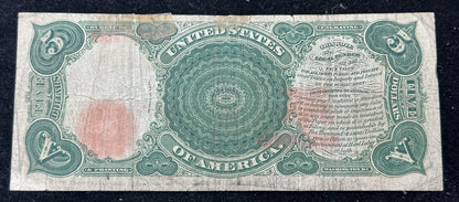 1907 $5 Wood Chopper Legal Tender Red Seal Note