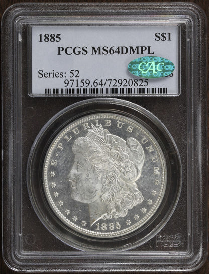 1885 (MS64 DMPL CAC) Morgan Silver Dollar $1 PCGS - Great Contrast
