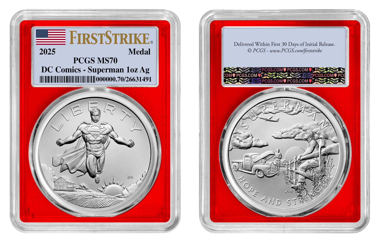 2025 (MS70) 1 oz Superman Silver Medal PCGS First Strike - US Mint DC Comics