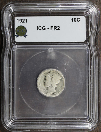 1921 (FR02) Mercury Dime 10C ICG - KEY DATE