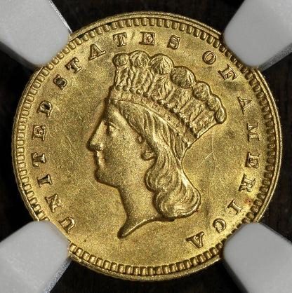 1874 (MS62 CAC) Type 3 Gold Dollar G$1 NGC