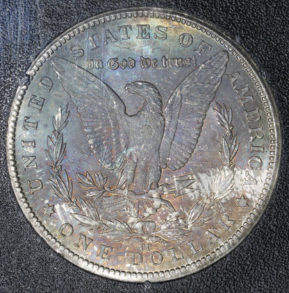 1884-CC (MS65) GSA Morgan Silver Dollar $1 NGC - RAINBOW REVERSE Chipped Holder