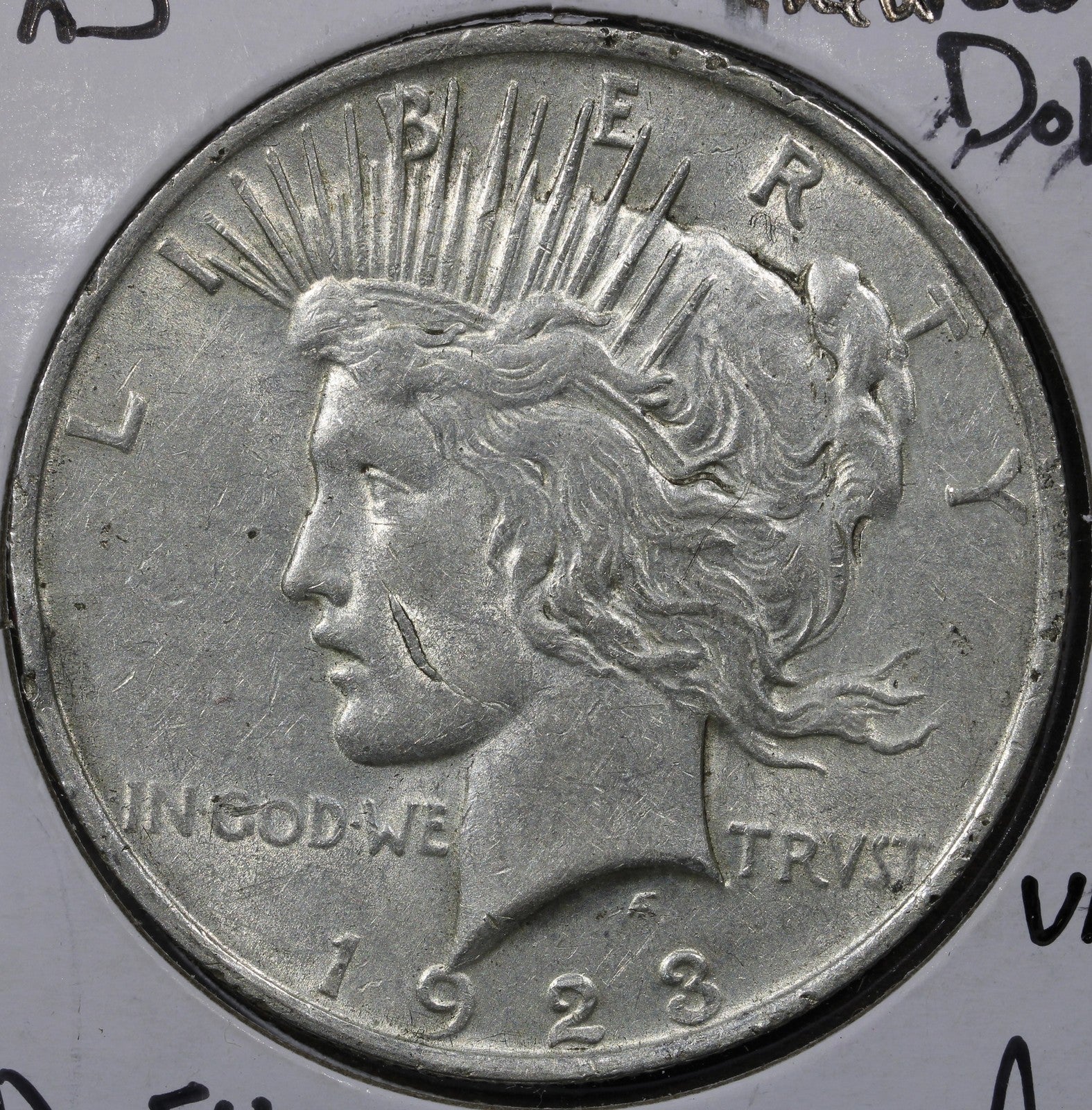 1923 Peace Dollar $1 - Whisker Cheek VAM Top 50 AU