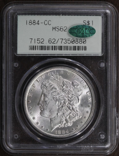 1884-CC (MS62 CAC) Morgan Silver Dollar $1 PCGS OGH - Blast White