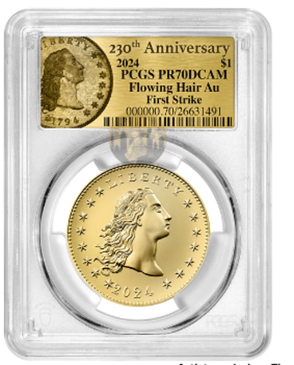 2024 (PR70) Flowing Hair $1 Gold Coin-230 Anniversary-First Strike FS PCGS