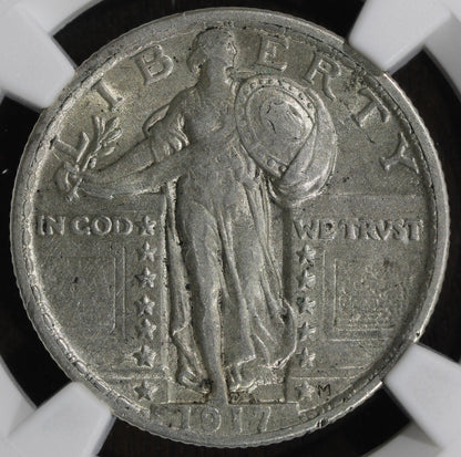 1917 (AU53) Type 2 Standing Liberty Quarter 25C NGC - Better Date SLQ