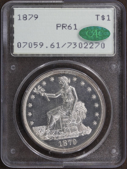 1879 (PR61 CAC) Proof Trade Dollar $1 PCGS Rattler - Nice Contrast