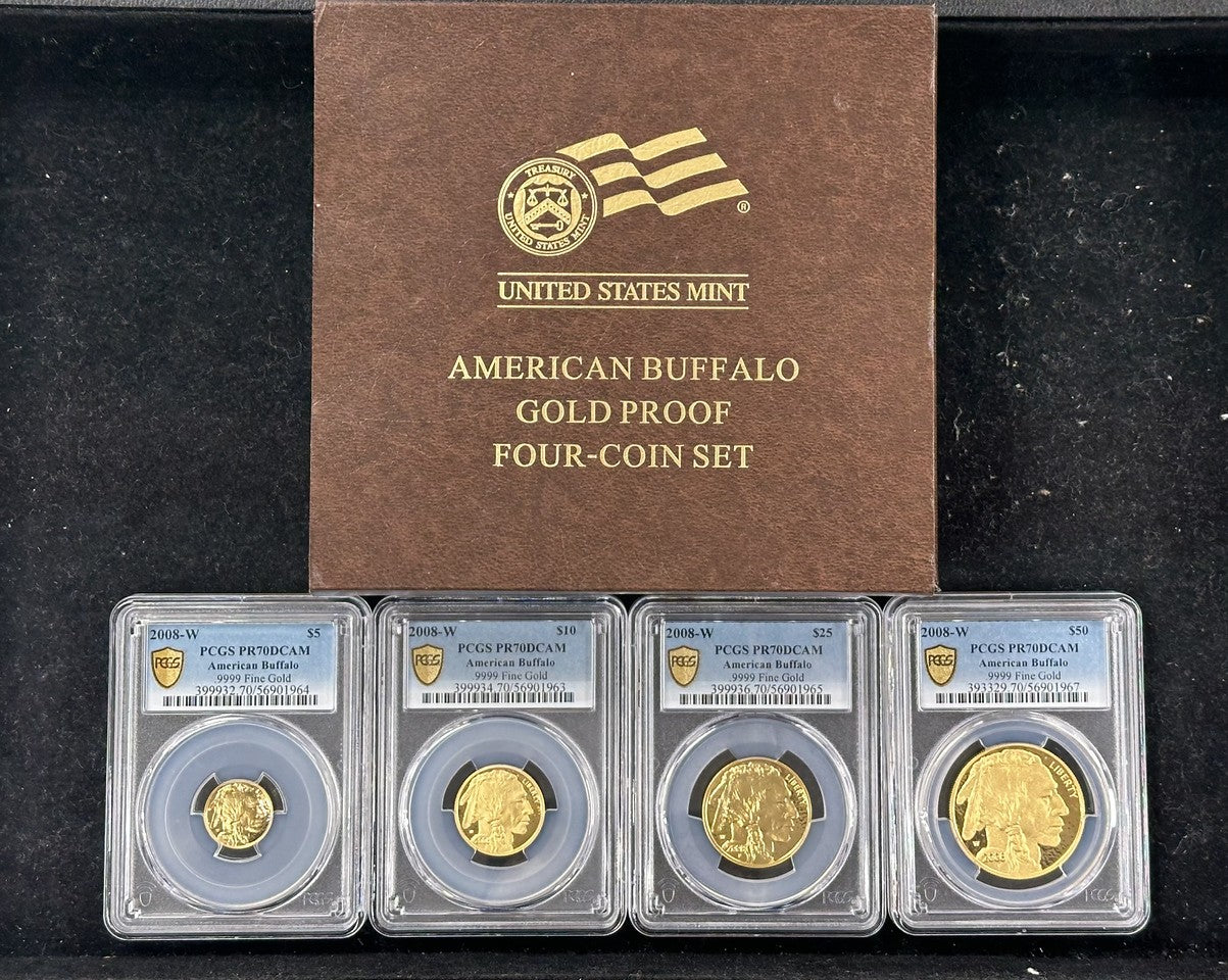 2008-W (PR70) 4 Coin Proof Gold Buffalo Set PCGS - 1, 1/2, 1/4, 1/10 oz