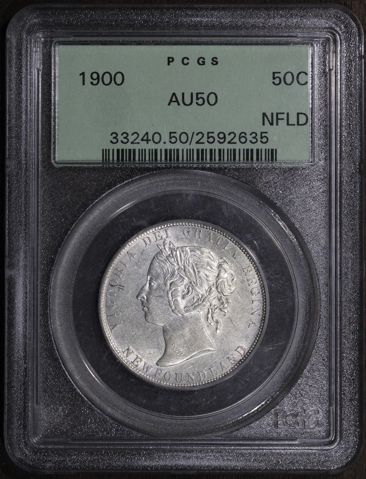 1900 (AU50) Newfoundland Canada Half Dollar 50C PCGS OGH