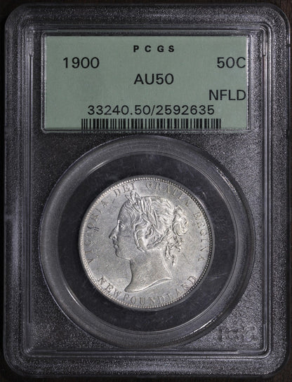 1900 (AU50) Newfoundland Canada Half Dollar 50C PCGS OGH